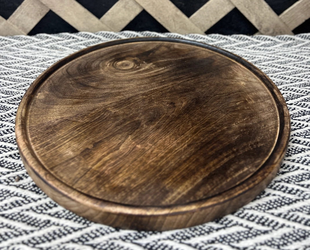 Dark Wood Round Decorative Plate