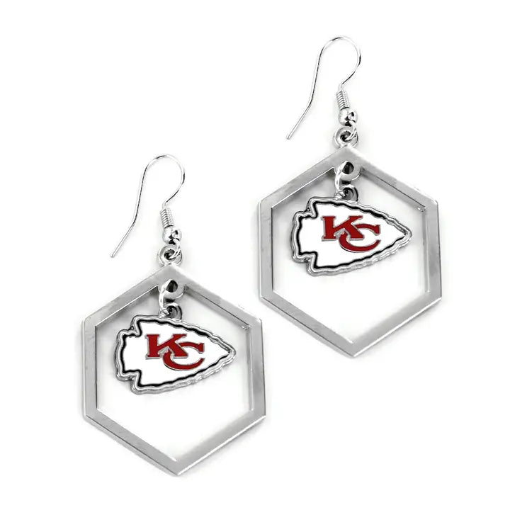 Kansas City Chiefs Hexagon Cutout Earrings