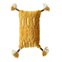 Patia Vie Tufted Cotton Diamond Pillow Cover with Tassels - French Marigold