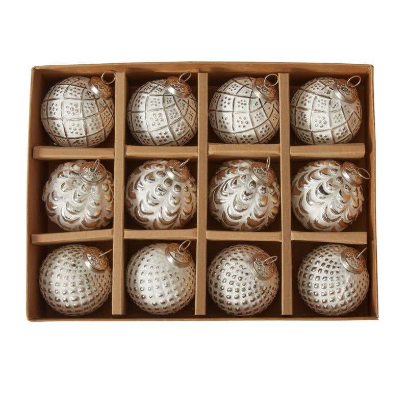 Glass "Freshly Fallen" Boxed Ornament (Set of 12)