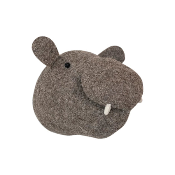 Hippo-shaped plush toy on a white background