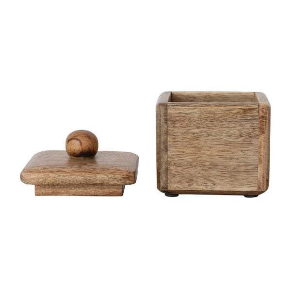 Square Mango Wood Container w/ Lid