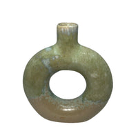 Opal Reactive Glazed Stoneware Cutout Vase