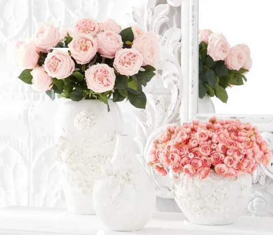 White Dianthus Vase
