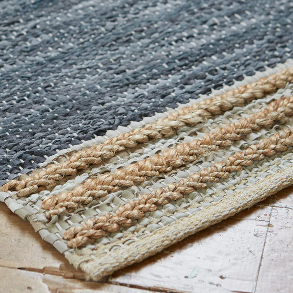 Patina Vie Leather & Jute Handwoven Striped Braided Rug
