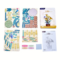 Set of botanical-themed pieces on a white background.