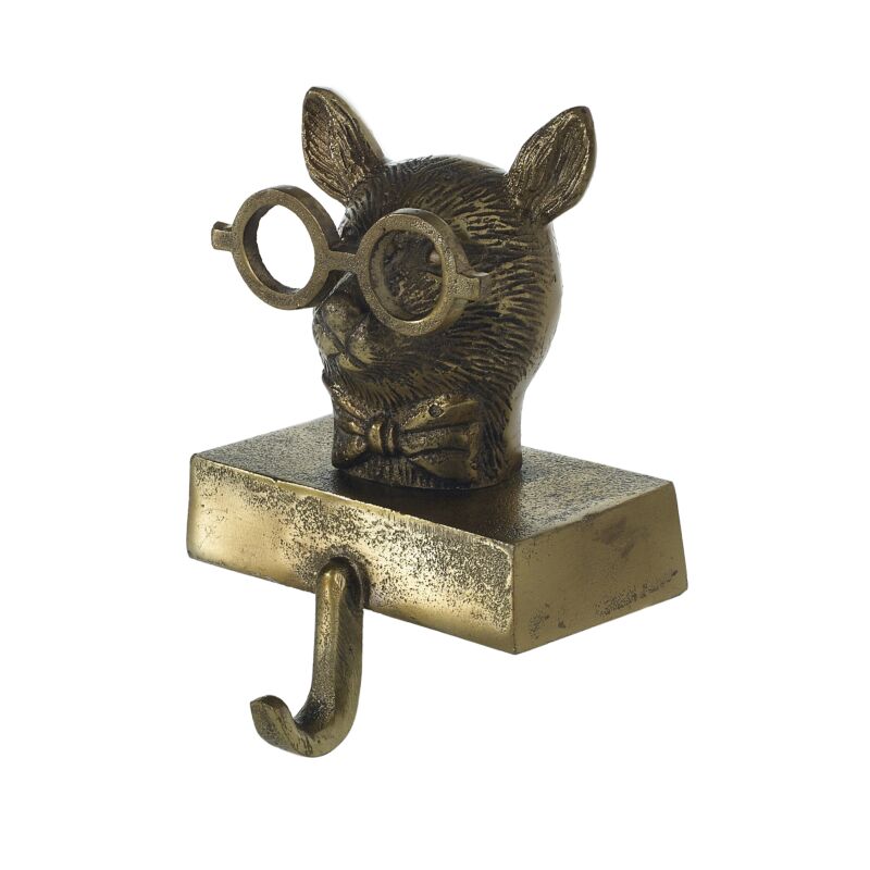 E+E Louie the Mouse Antiqued Gold Stocking Holder