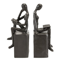 Man and Woman Reading on a Block Cast Iron Bookend Set | Danya B.