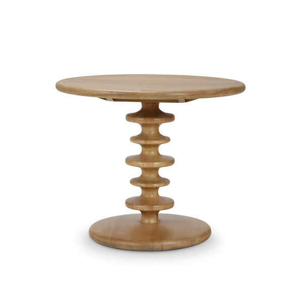 A circular accent table on a white background.