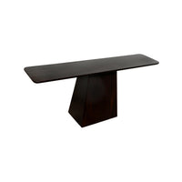 Modern dark wood console table on a white background