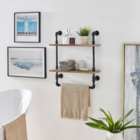 Olivia Double Shelf Unit with Towel Rod | Danya B.