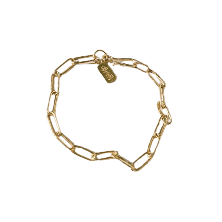 Gold chain bracelet on a white background