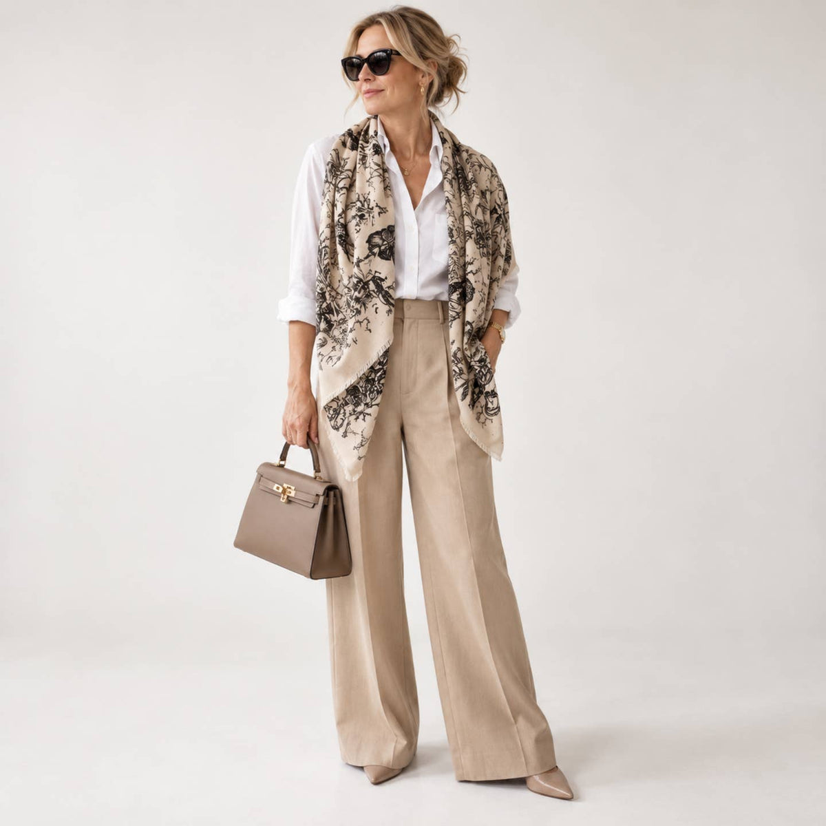 Cozy Botanical Oversized Square Scarf - Ellison+Young