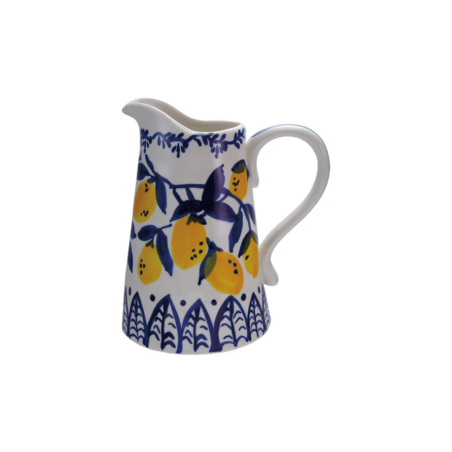 1-1/2 Quart Hand-Painted Stoneware Pitcher