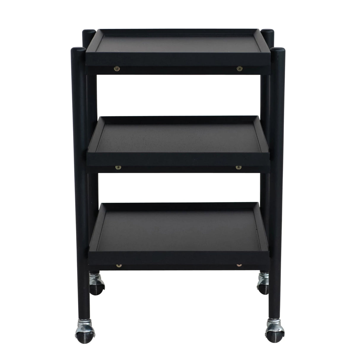 Rubberwood 3-Tier Bar Cart on Casters with Removable Tray/Shelf