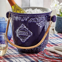 Celebrate Wine Bucket Blue Porcelain Summer