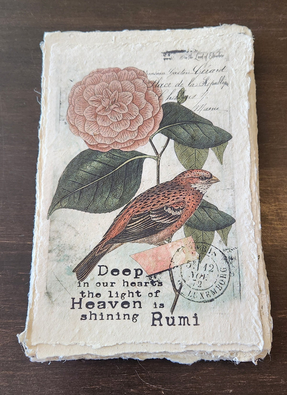 Inspirational Quote with Bird on Handmade Paper Print