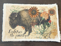 Inspirational Quote with Flower on Handmade Paper Print