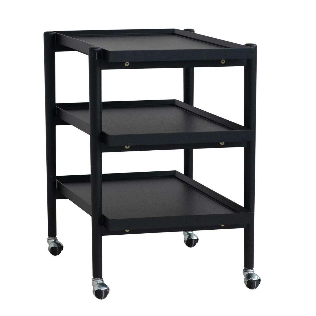 Rubberwood 3-Tier Bar Cart on Casters with Removable Tray/Shelf
