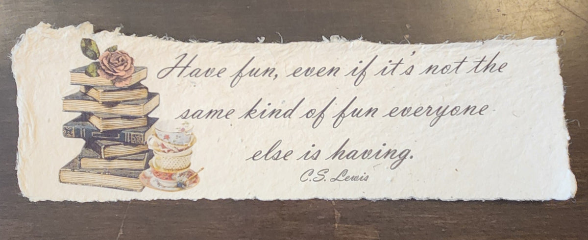 Book Themed Quote on Handmade Paper Print