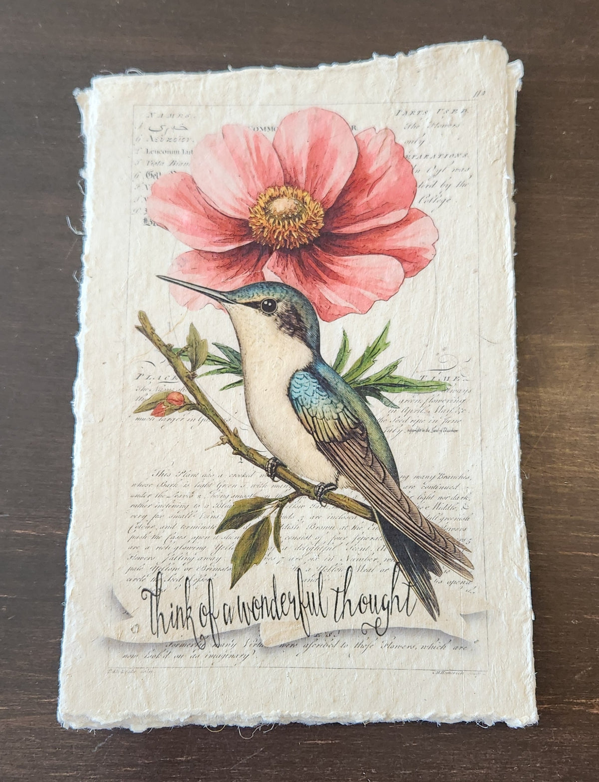 Inspirational Quote with Bird on Handmade Paper Print