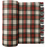 Cream Plaid Throw Blanket