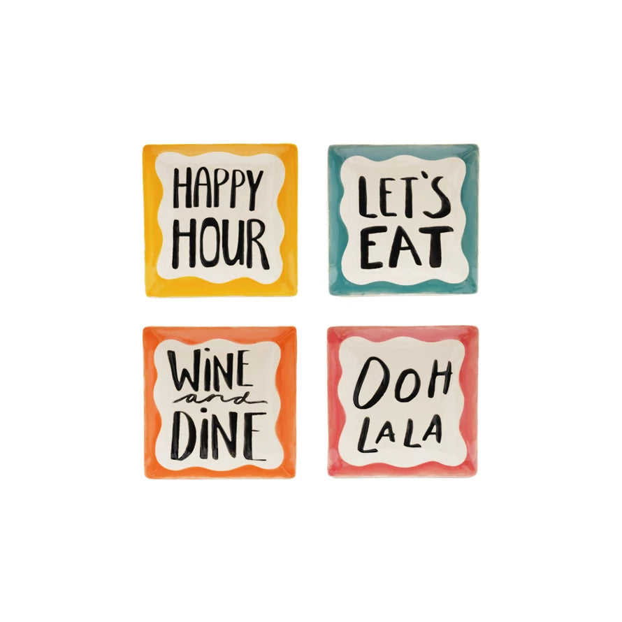 Stoneware Dish with Culinary Sayings