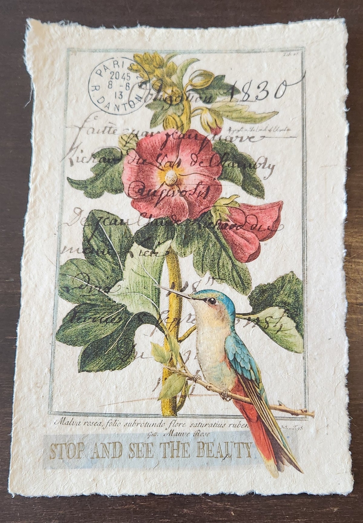 Inspirational Quote with Bird on Handmade Paper Print