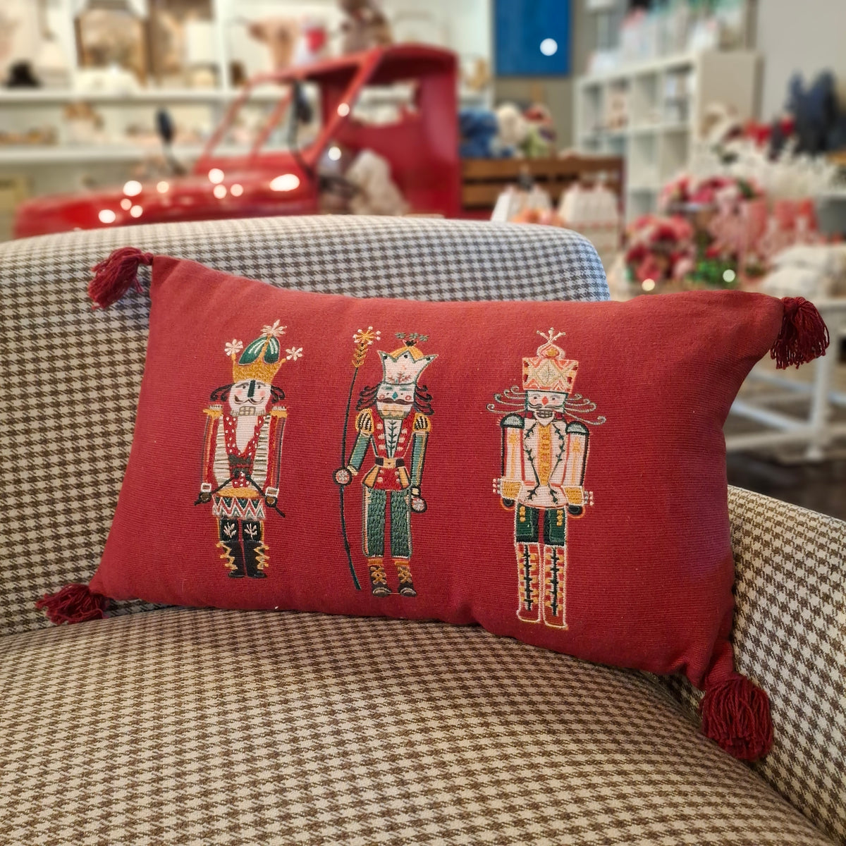 Nutcrackers Waltz Embroidered Lumber Throw Pillow