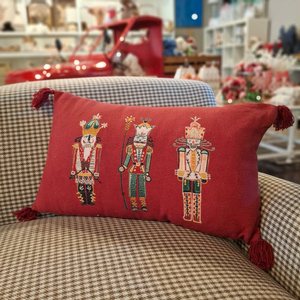 Nutcrackers Waltz Embroidered Lumber Throw Pillow