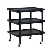 Rubberwood 3-Tier Bar Cart on Casters with Removable Tray/Shelf