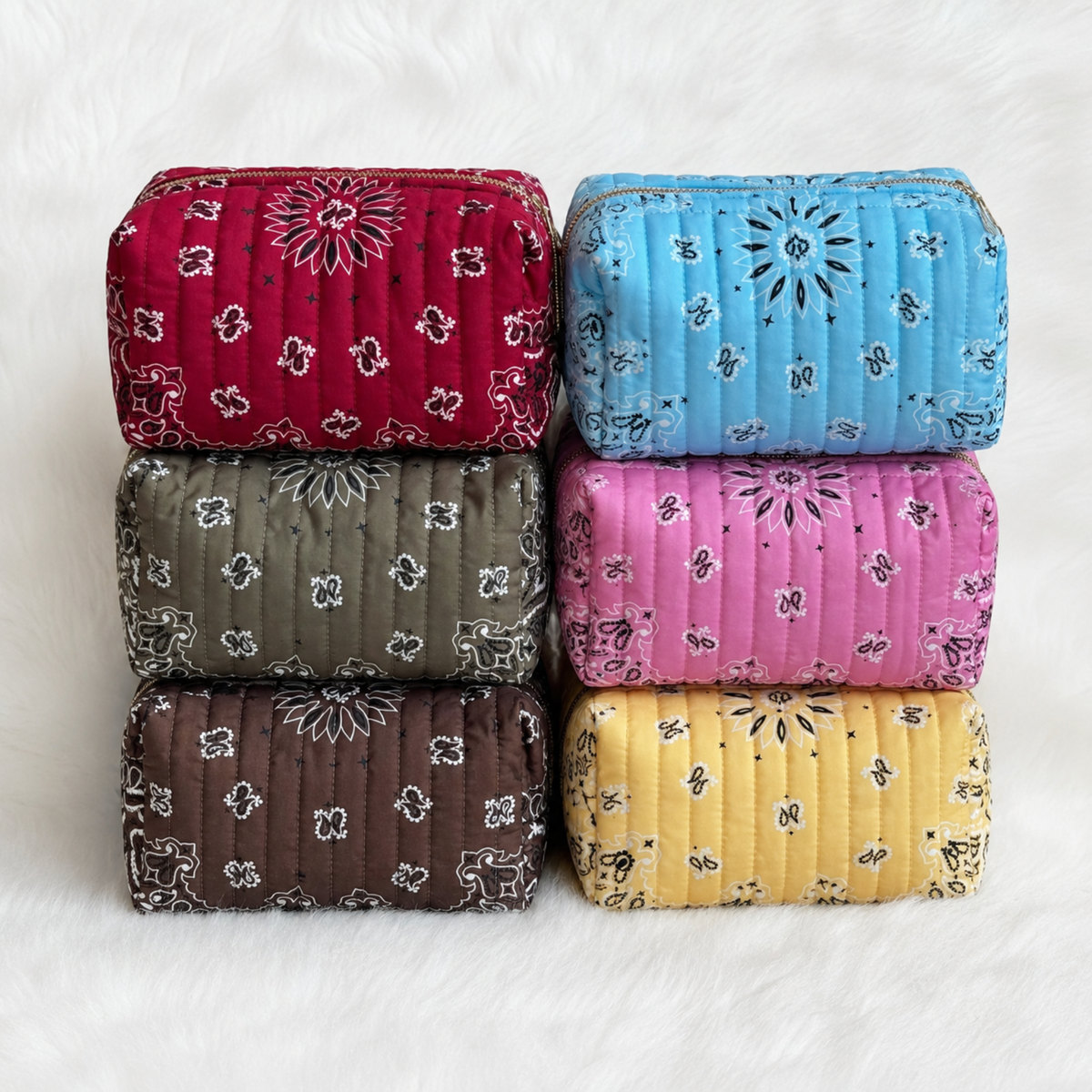 Bandana Cosmetic Case, Everyday Travel Pouch - 4 Styles