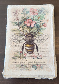 Inspirational Quote with Flower on Handmade Paper Print