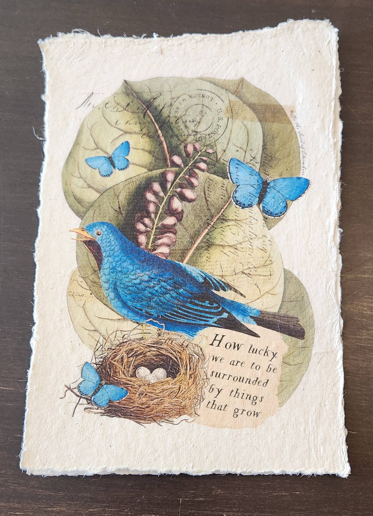 Inspirational Quote with Bird on Handmade Paper Print