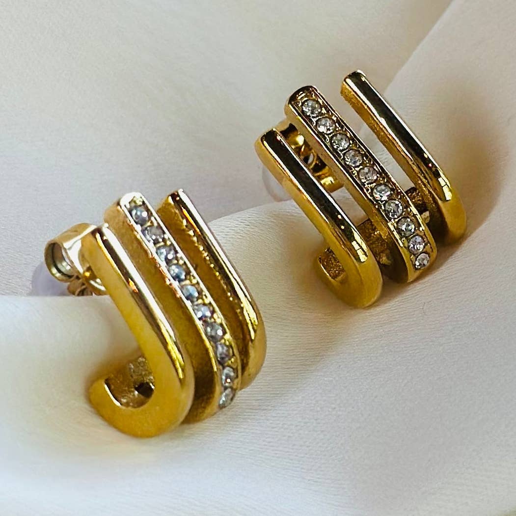 Triple Strand with Cz Earring - SADIE