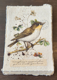 Inspirational Quote with Bird on Handmade Paper Print