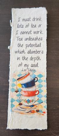 Tea Themed Inspirational Quote on Handmade Paper Print