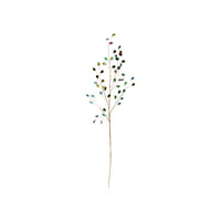Faux Botanical Spray with Iridescent Acrylic Jewels, Gold Finish