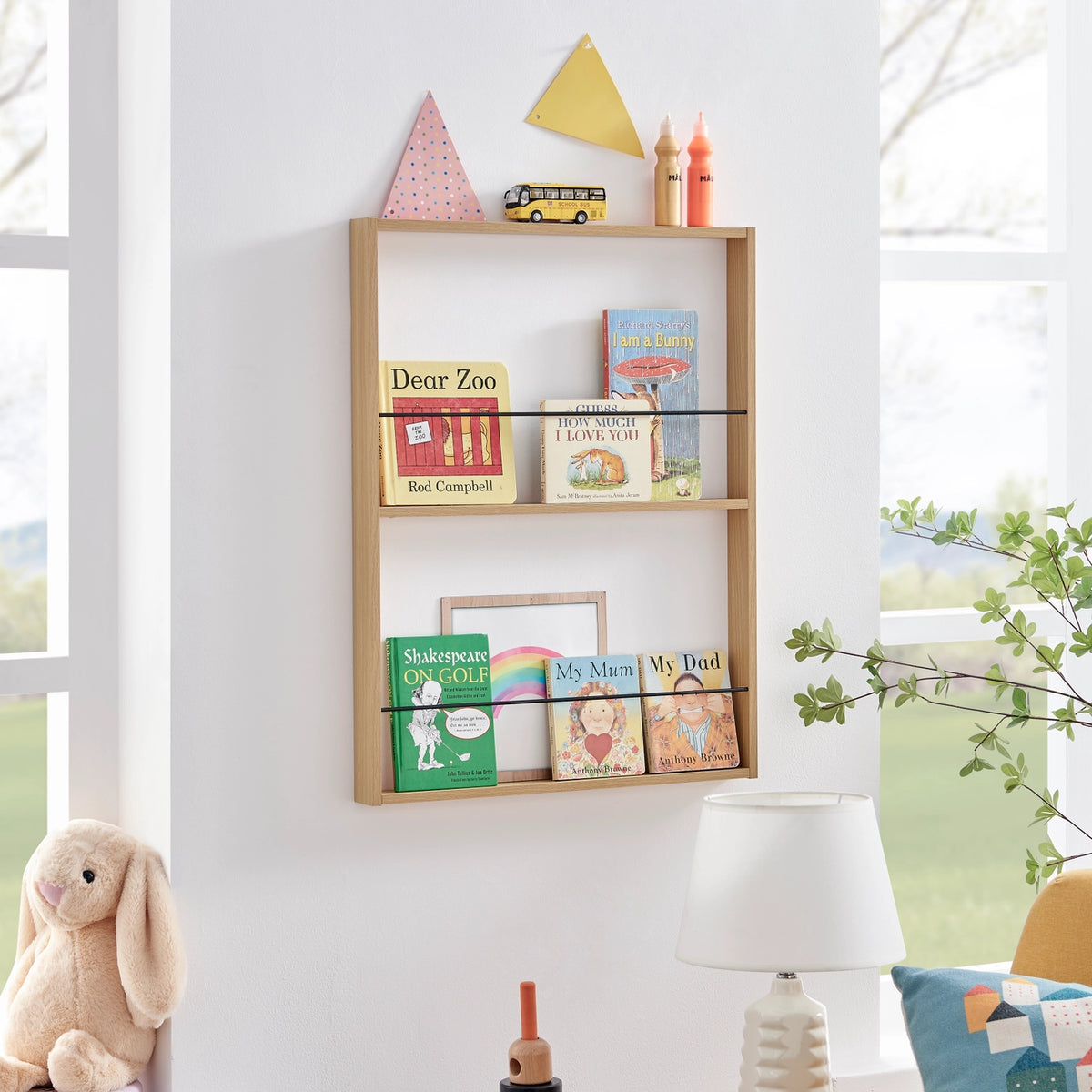 Steiner Beech Square 2-Tier Kids Wall Mounted Bookshelf | Danya B