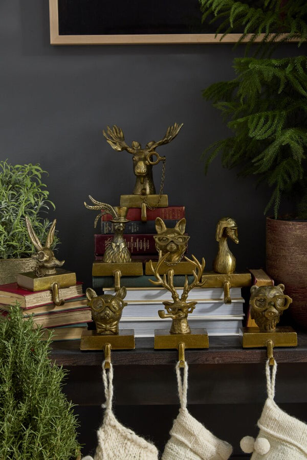 E+E Frankie the Stag Antiqued Gold Stocking Holder