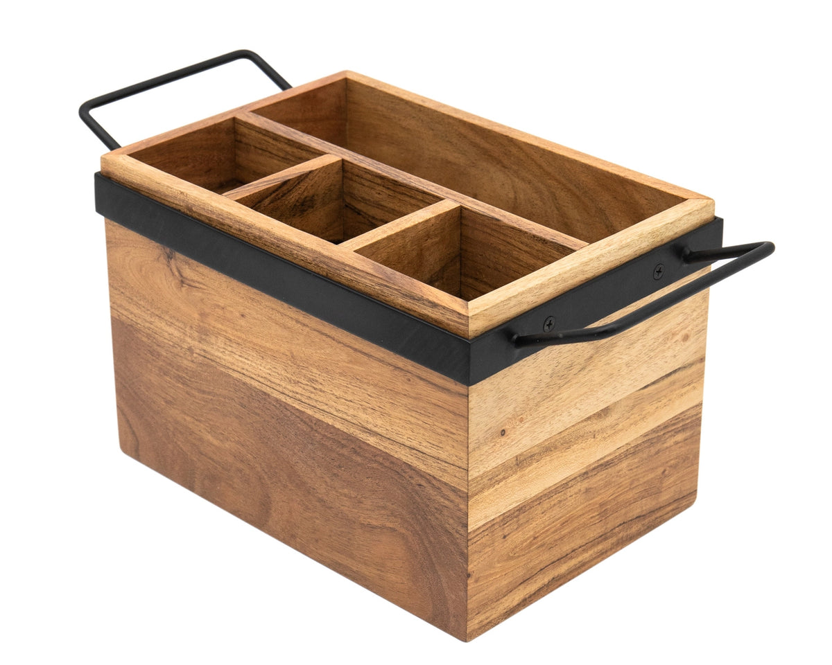 Wood & Iron Flatware and Serving Caddy
