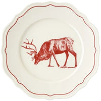 10" Yuletide Scalloped Plate with Stag