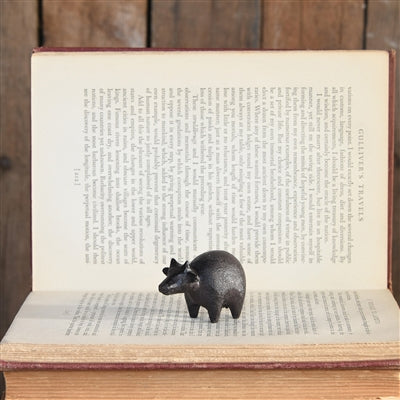 Cast Iron Mini Cow Figurine - Botero Brown