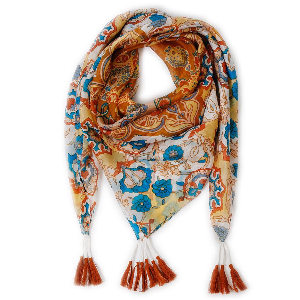 Vibrant Floral Silk Scarf