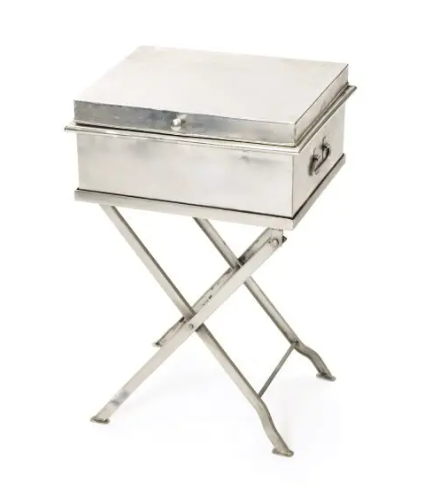 Polished Nickel Storage Side Table