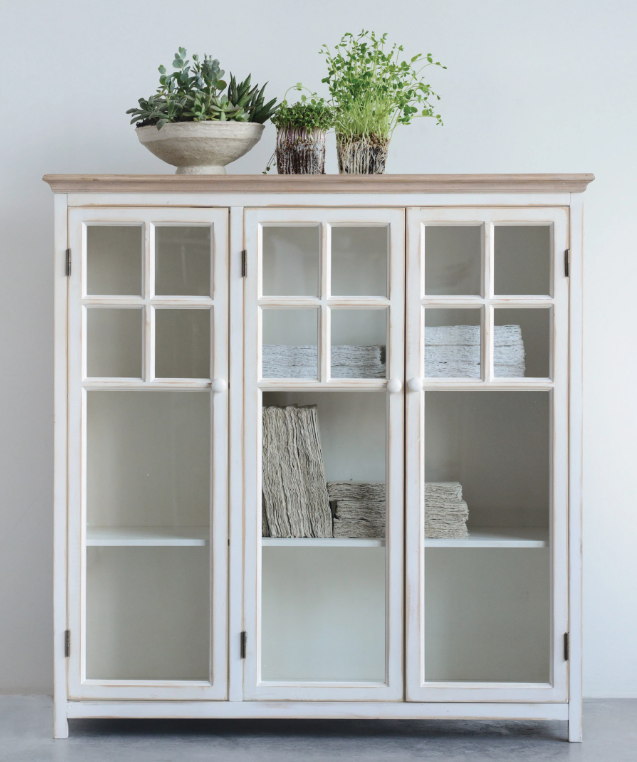 Cream Cabinet With Glass Doors