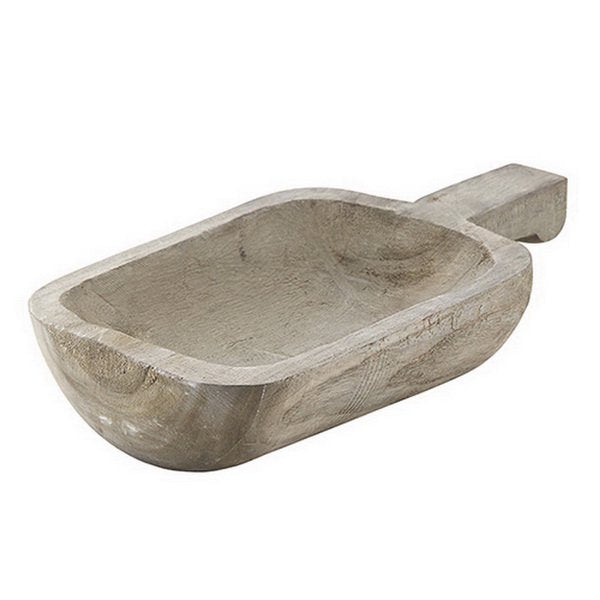 Paulownia Wood Handle Bowl/Tray - Gray