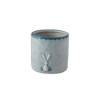 Small Blue Pot with White Bunny