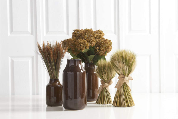 Brown Fluted Vase Set of 3